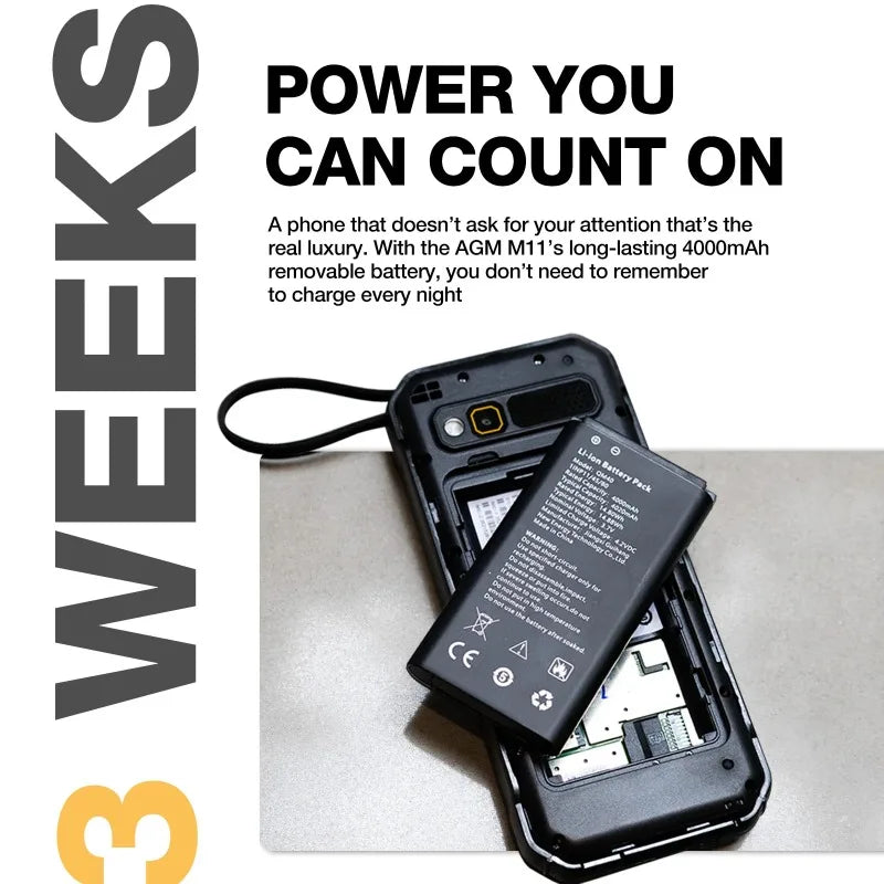 AGM M11 4G Rugged Phone – IP68 Waterproof, 4000mAh, WiFi Hotspot, Reverse Charging, Outdoor Use