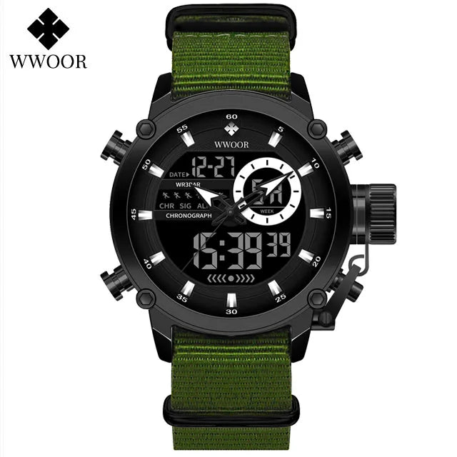 WWOOR Fashion Watches For Men Luxury Business Digital Wristwatch Military Sports Quartz Male Watch Waterproof Clock Montre Homme
