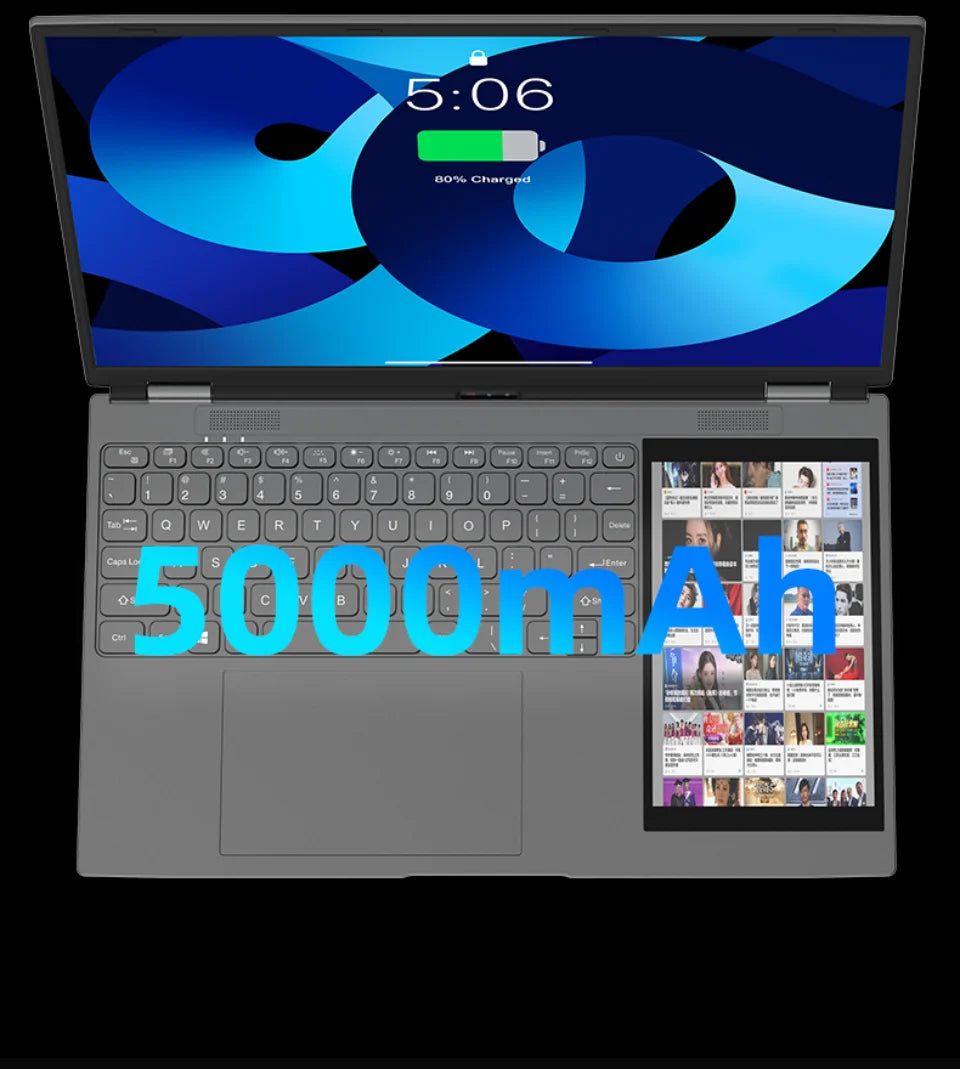 NWNLAP Dual Screen Laptop – 15.6" IPS + 7" Touch Screen, Intel N95/N100, 16GB RAM, Up to 2TB SSD, Windows 11, Face ID
