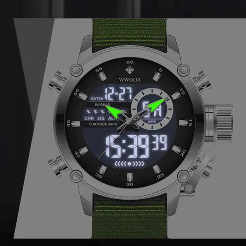 WWOOR Fashion Watches For Men Luxury Business Digital Wristwatch Military Sports Quartz Male Watch Waterproof Clock Montre Homme