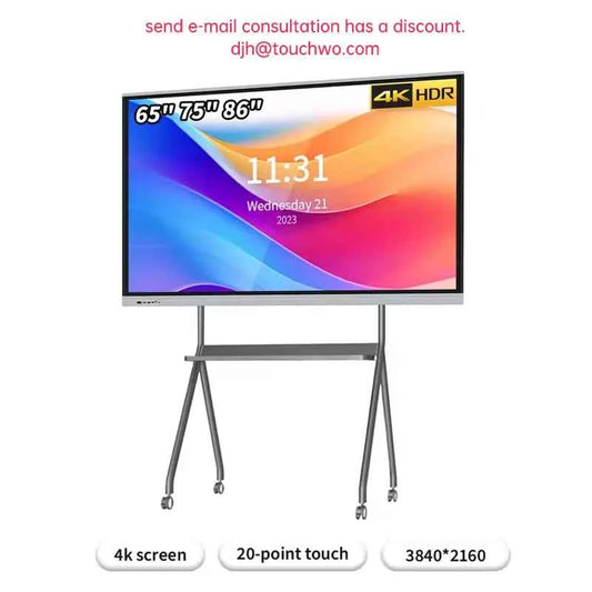 65 75 86 Inch Smart Tv for Classroom and Conference, Digital Electronic Whiteboard 4K HD Touch Screen Interactive Board On Wheel