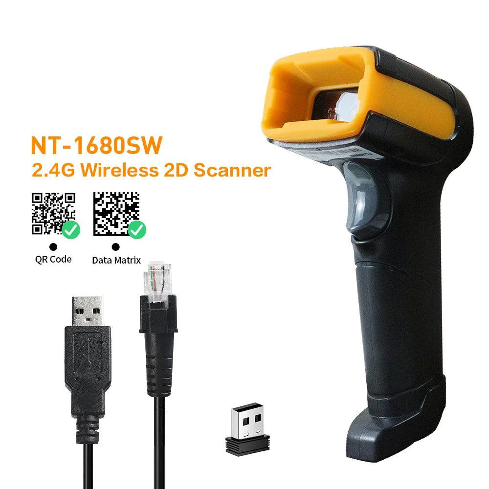 Barcode Scanner 1680SW Wireless/1922 Bluetooth Reader Image QR PDF417 Data Matrix Code Bar Gun RS232 Bluetooth