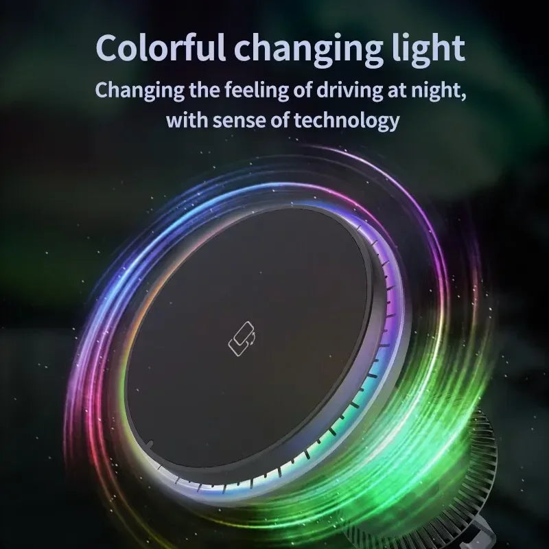RGB Magnetic Wireless Car Charger for iPhone 12-16 Pro Max