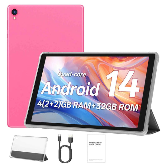 2026 New 10.0-inch Android 14 Tablet (Protective Case Included) ，4GB RAM (2GB + 2GB Expandable), 32GB ROM, Wi-Fi 6, 6000mAh