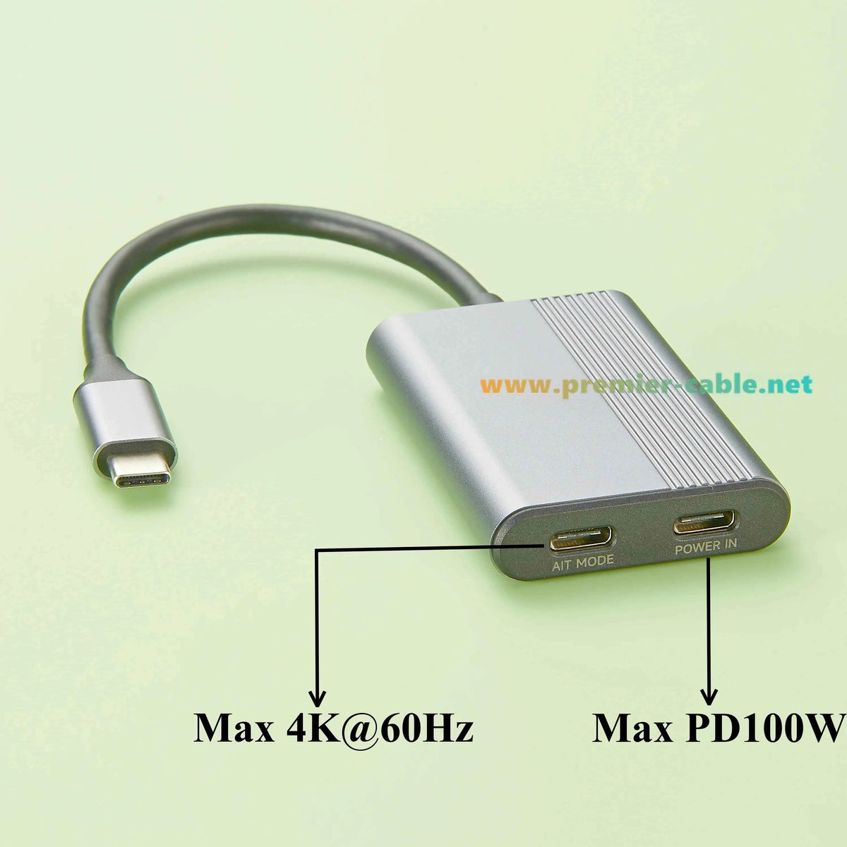 AR Smart Glasses USB C Hub, 2-Port USB-C Hub with DP Alt Mode Video Output 4K@60Hz, 100W PD Fast Charging for Switch, Steam Deck