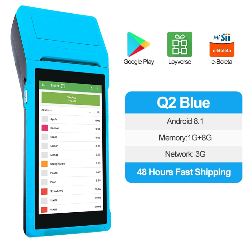 Q1 Q2 Handheld Thermal Receipt POS Printer Android Terminal Mobile Bill Ticket Printer 58mm Wireless Bluetooth PDA With Scanning