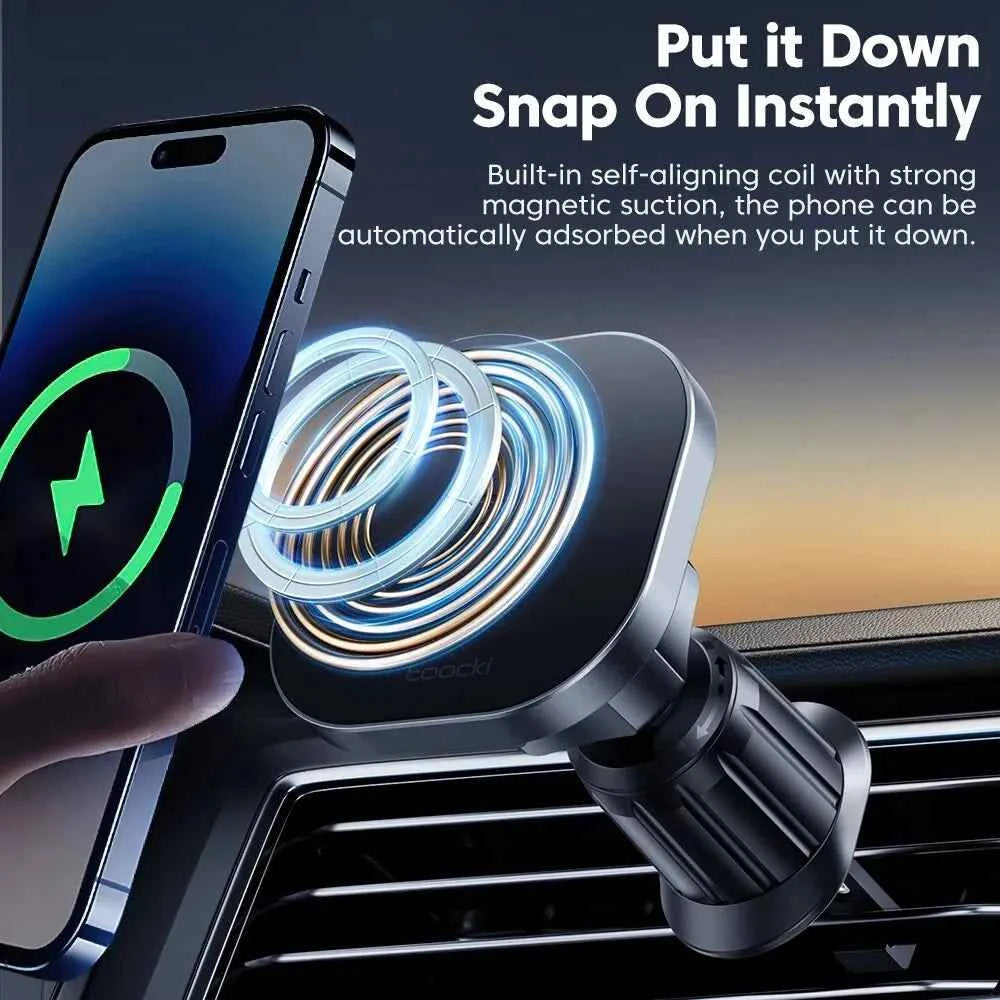 Toocki 15W Magnetic Wireless Car Charger and Air Vent Phone Holder for iPhone 15 14 13 12 Pro Max