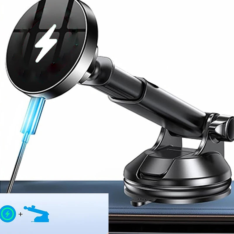 UYUXIO 15W Magnetic Wireless Car Charger and Dashboard Mount for iPhone 16 15 14 12