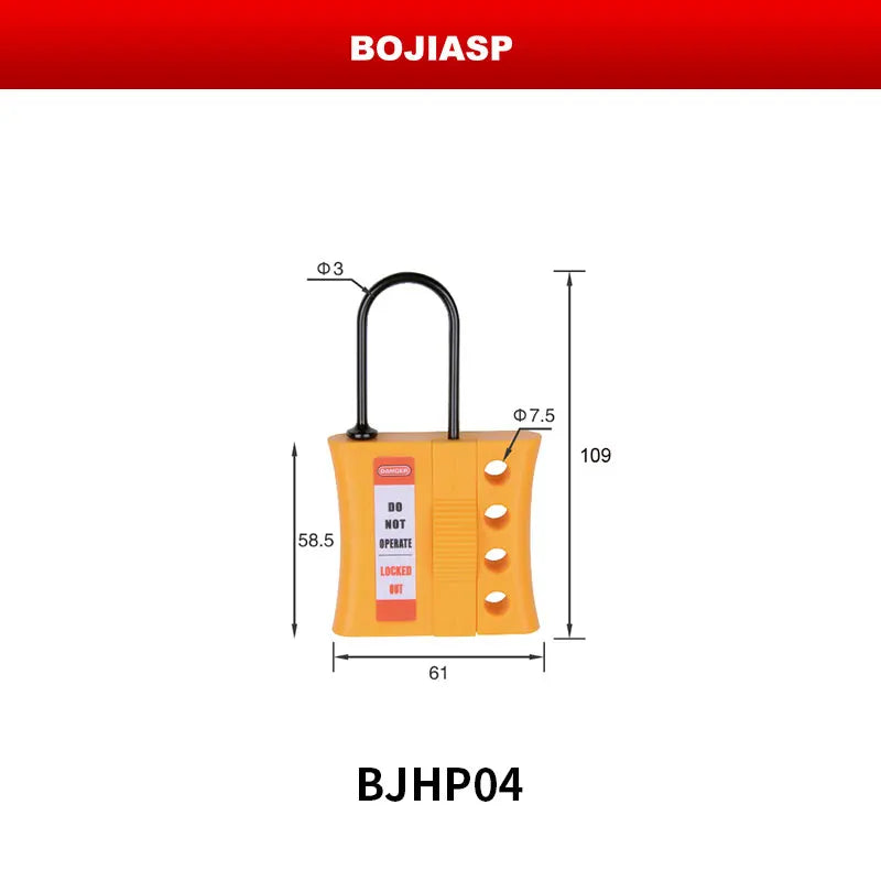 Premier non-conductive lockout hasp - 4 holes De-Electric Slider Hasp 4 Padlock Holes 3mm 6mm Shackle