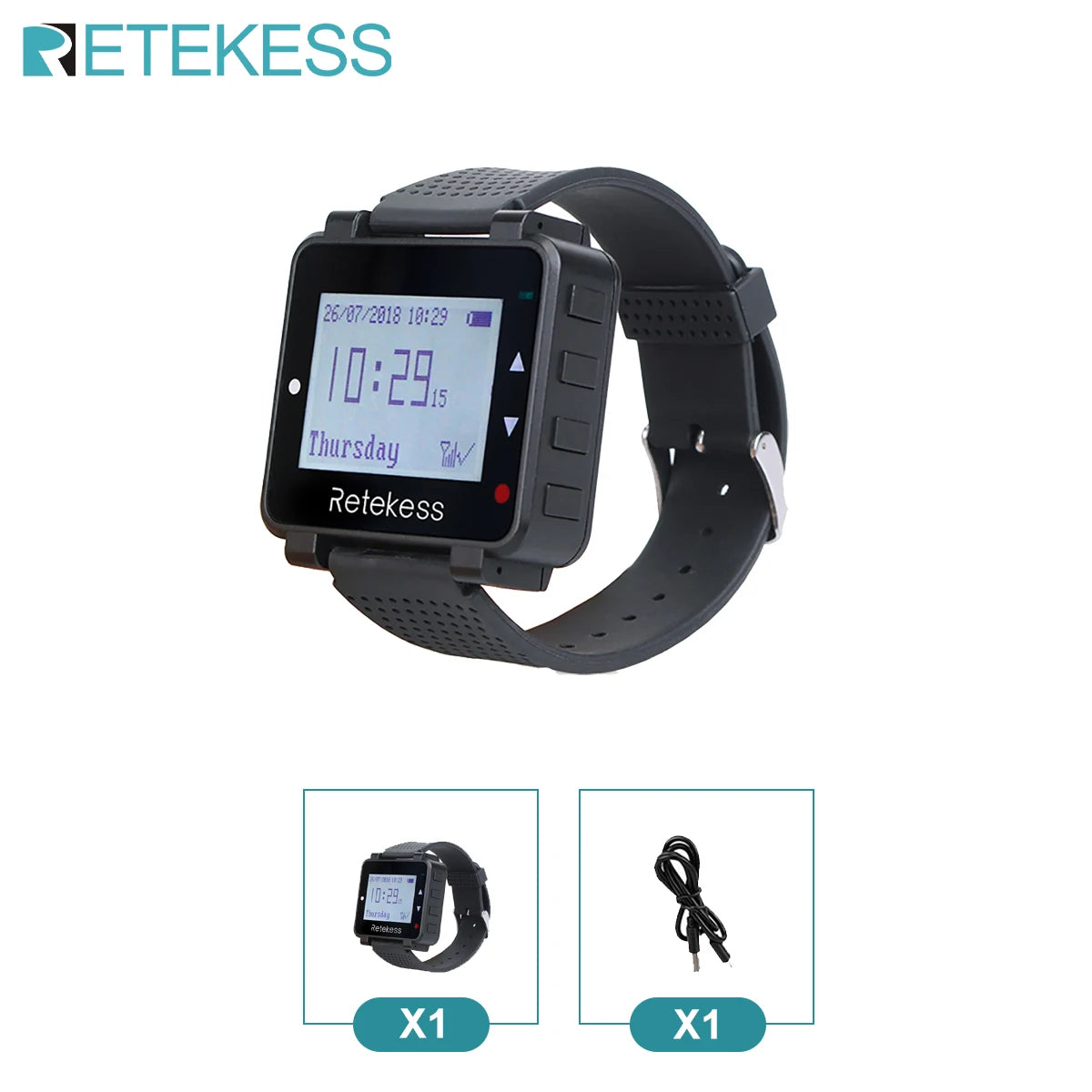 Retekess Wireless Waiter Pager Calling System T128 Watch Receiver Customer Service 433.92MHz For Hookah Restaurant Cafe Bar Club