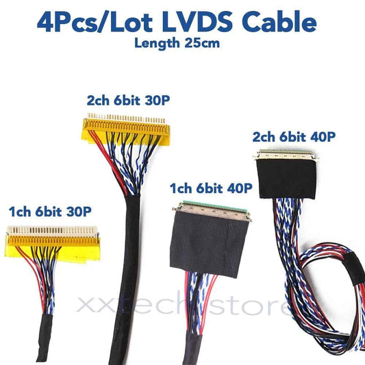4pcs/Lot lvds cable 30pin/40pin kit 1ch 6-bit /2ch 6-bit for laptop screen 14" 15.6" 25cm 20454-40P LCD Modify LVDS CABLE