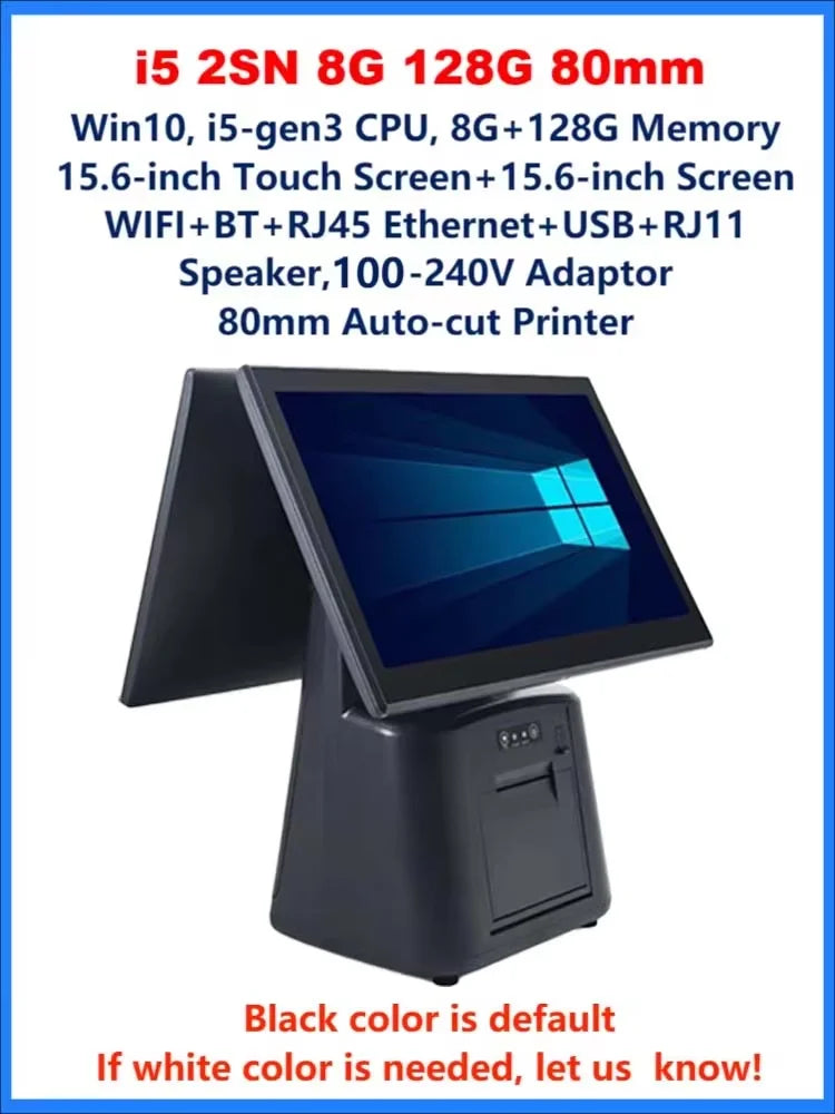 15.6 Inch Touch Screen POS Terminal Cash Register with 58/80mm Thermal Printer All in One POS System for Restaurant Supermarket