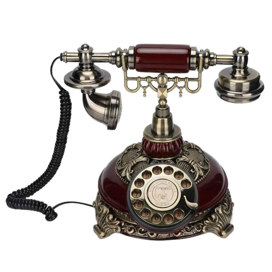Vintage Telephone European Style Old Fashioned Landline Phone Rotary Dial Handset Corded Fixed Phone for Office Hotel Home
