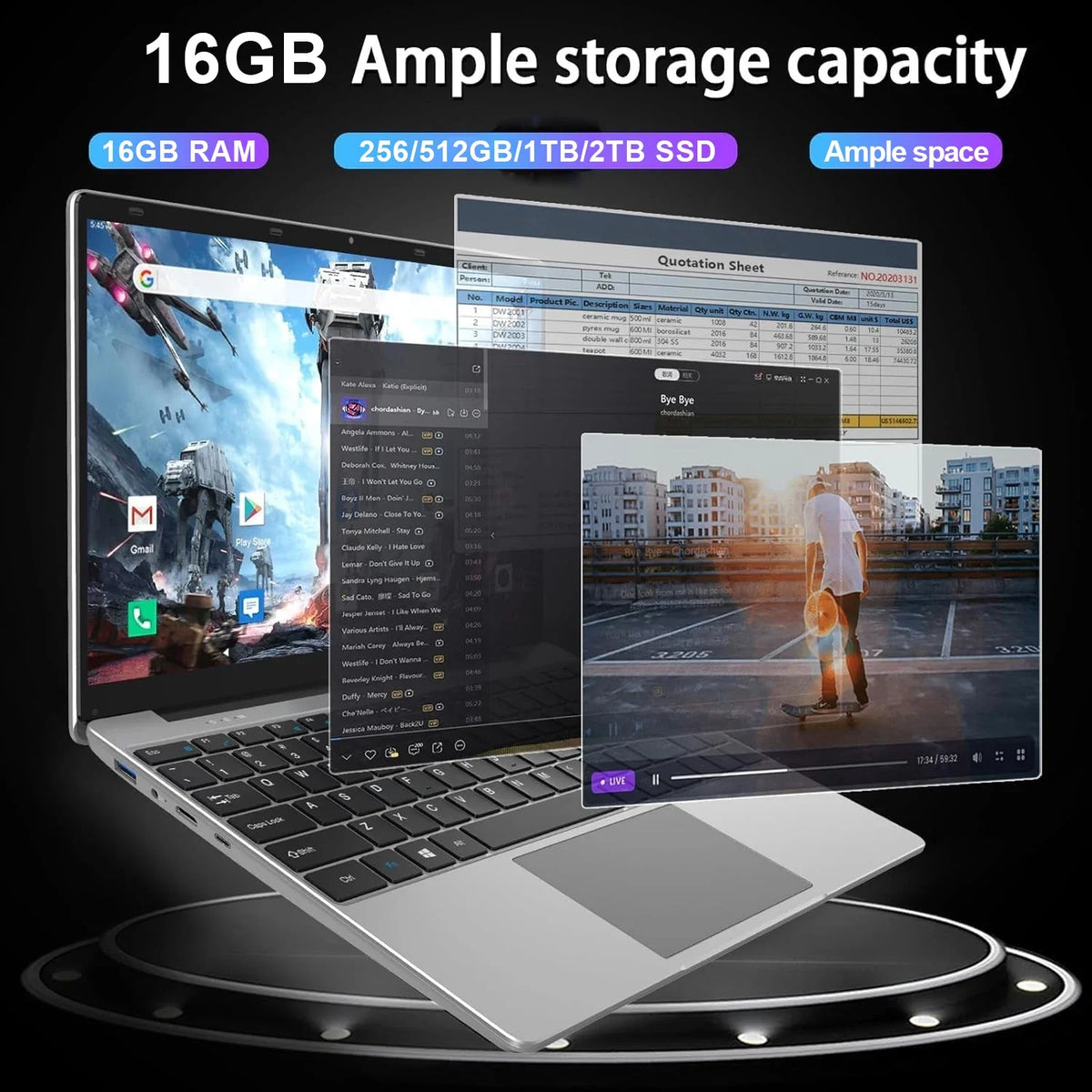 I9 Laptop 16 GB RAM Windows 11 Pro Laptops Intel Core I9-10980HK 1TB M.2 SSD Office Gamer Study Notebook Computer PC