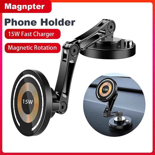 15W Magnetic Wireless Car Charger Mount for iPhone 16 15 14 13 12