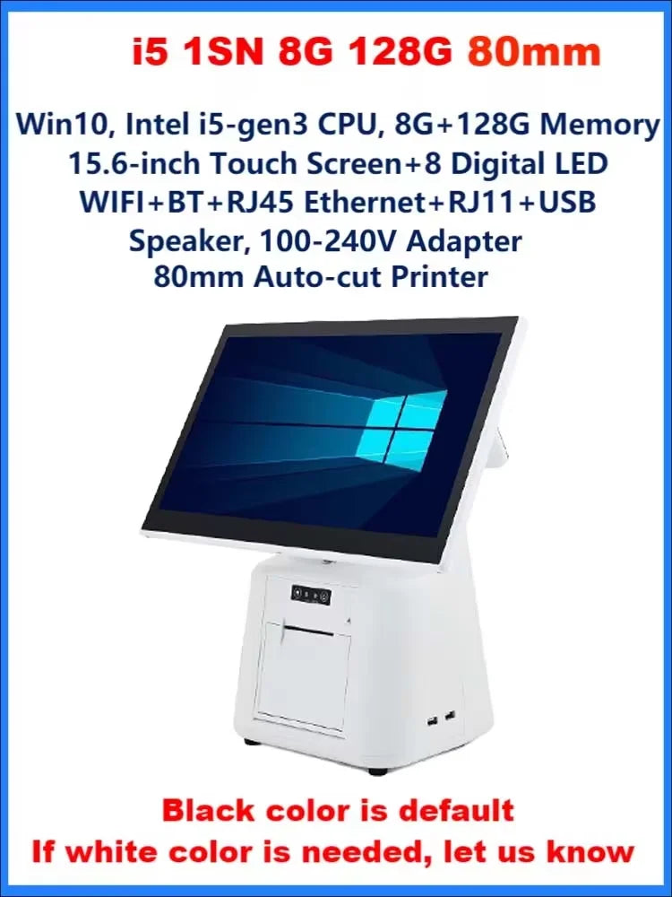 15.6 Inch Touch Screen POS Terminal Cash Register with 58/80mm Thermal Printer All in One POS System for Restaurant Supermarket
