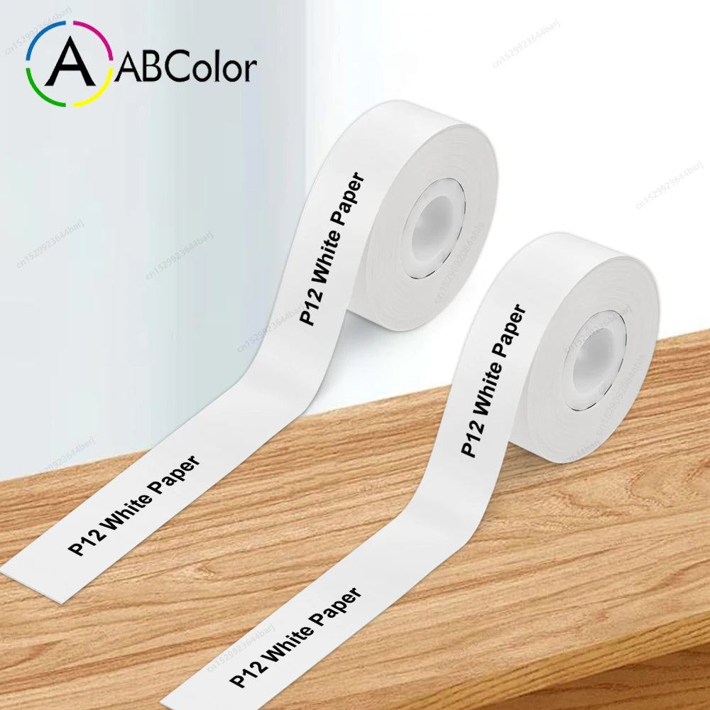 Thermal Label Printer P12 Mini Portable Label Maker Wireless Bluetooth Handheld Continuous Label Machine or 2PK P12 Label Paper