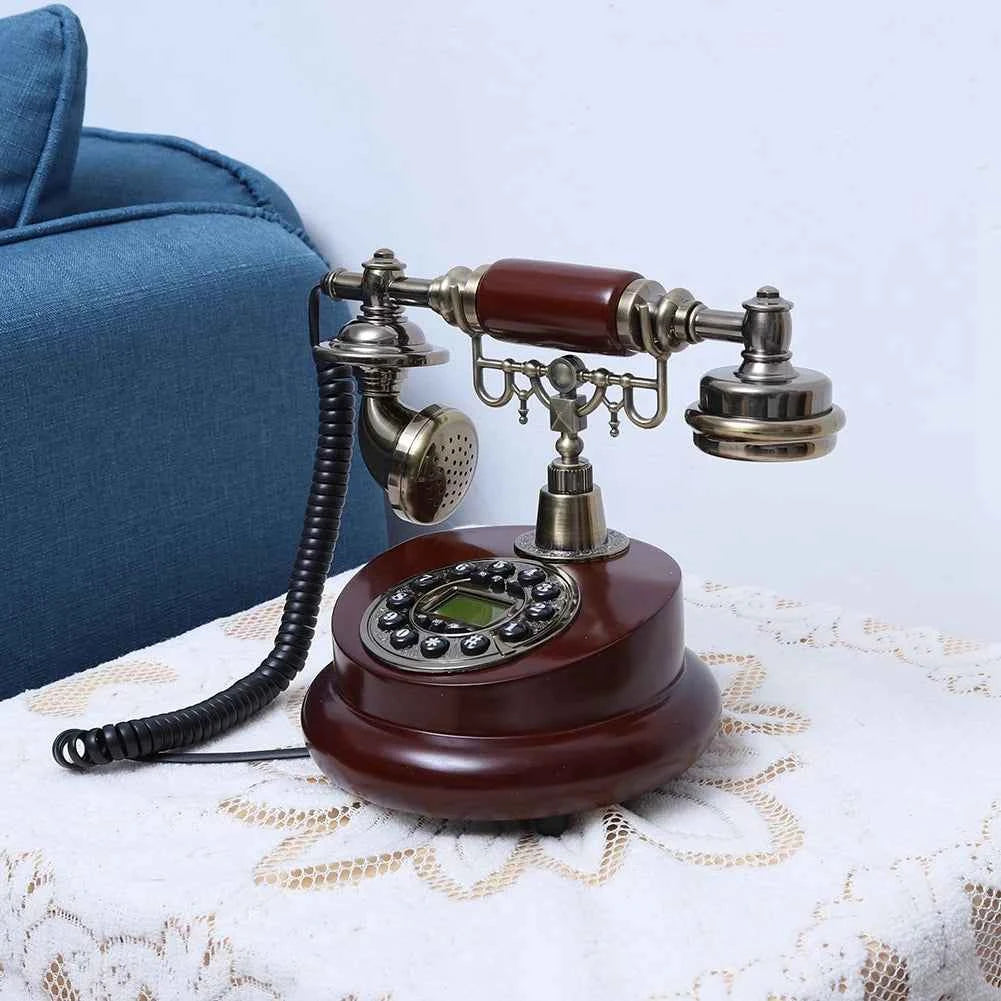 Retro Landline Phone European Old Fashioned Corded Telephone with Pause Redial function Fixed Phone for Home Hotel Office