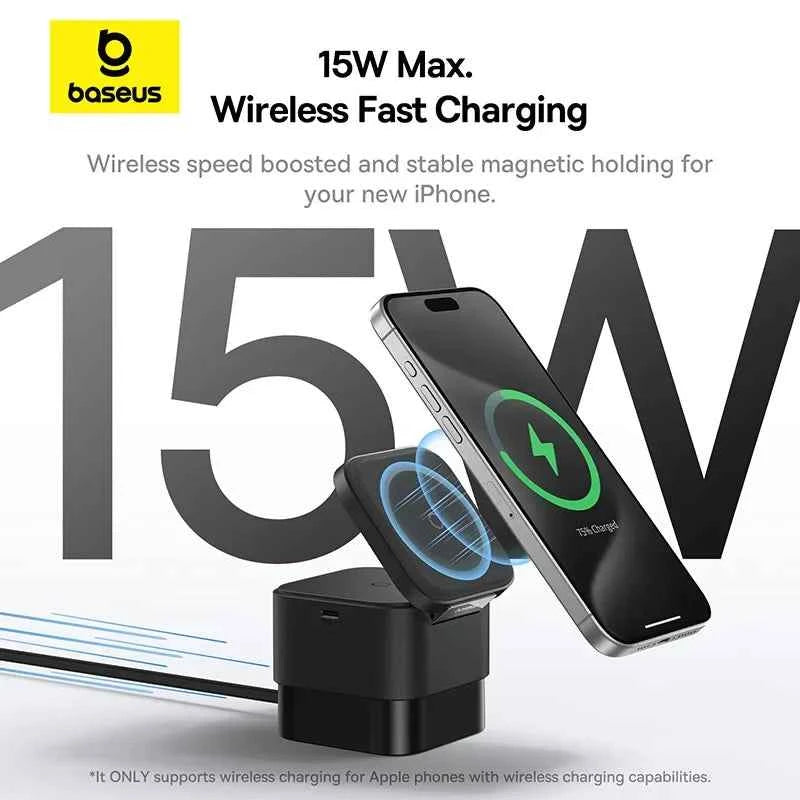 Baseus 3-in-1 Magnetic Wireless Charging Stand for iPhone and AirPods