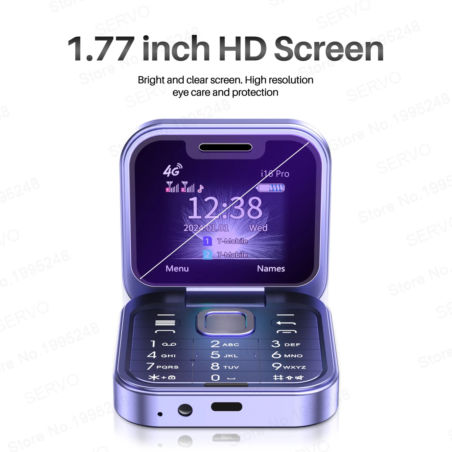 SERVO i16 Pro 4G Mini Flip Phone – Dual SIM, Call Recording, Speed Dial, FM Radio, Blacklist