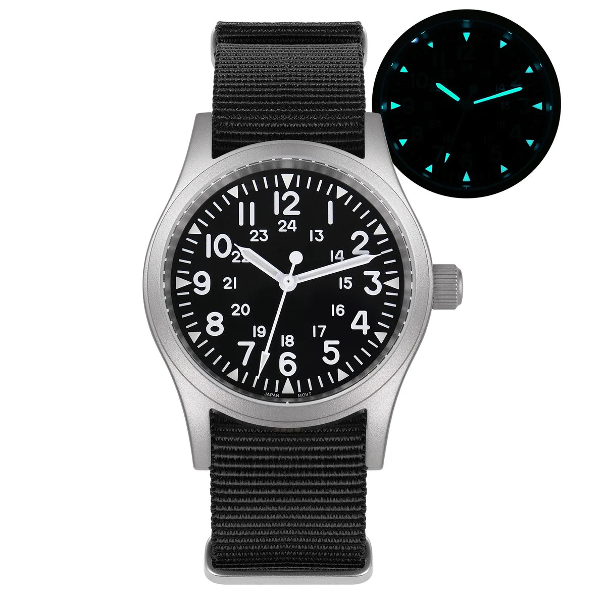 Militado ML05 Vintage Quartz Watch 38mm Watches VH31 Movement Watches Domed Sapphire Crystal With High Clear AR Coating Luminous