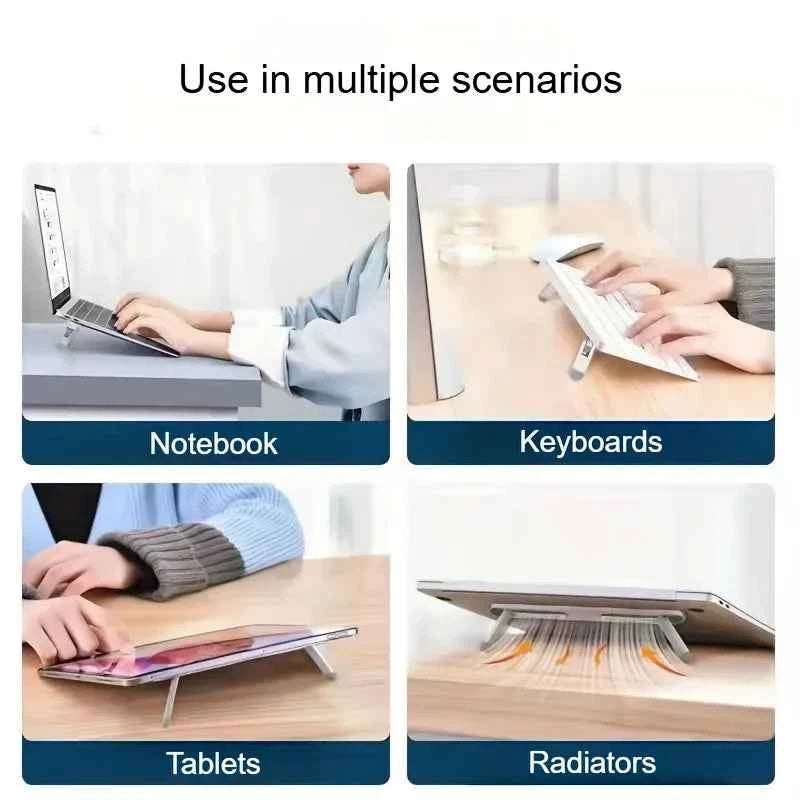 Adjustable and Foldable Laptop Stand with Keyboard & Tablet Holder, Heat Sink Design for Height Adjustment, Improved Vision