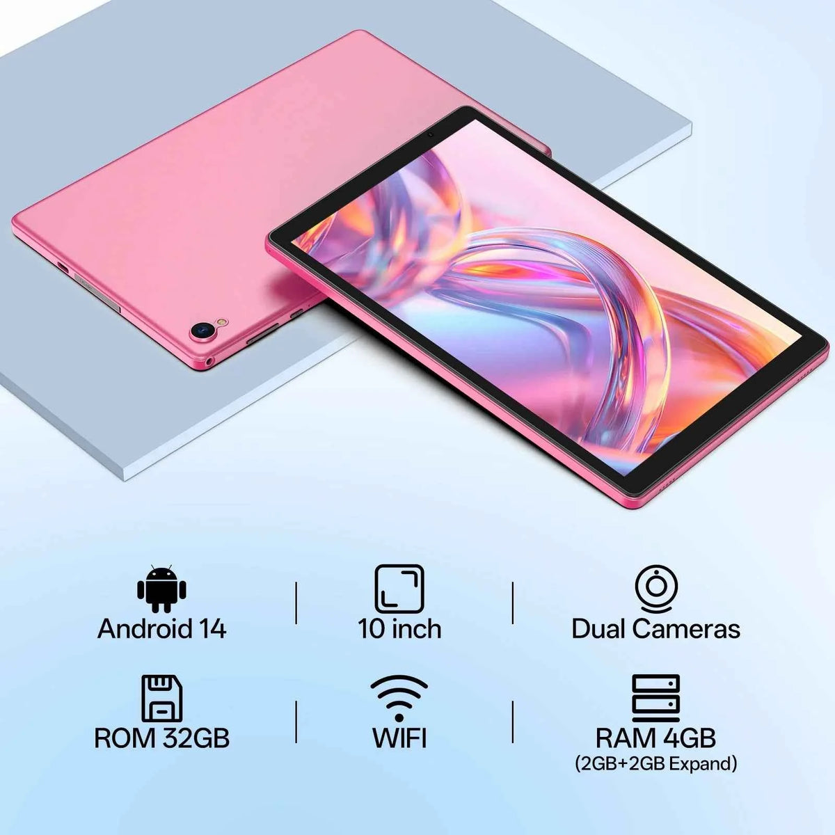 2026 New 10.0-inch Android 14 Tablet (Protective Case Included) ，4GB RAM (2GB + 2GB Expandable), 32GB ROM, Wi-Fi 6, 6000mAh