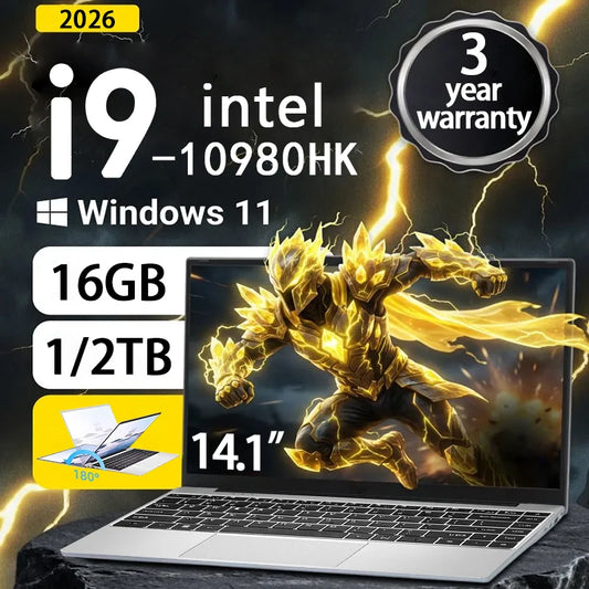 Ultra Slim 14.1" Laptop – Intel Core i9-10980HK, 16GB RAM, 2TB SSD, Windows 11 Pro, Office & Study