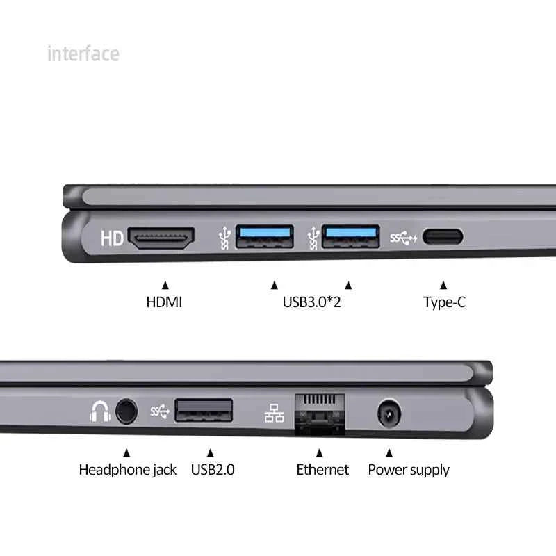 15.6 Inch Laptop Intel Core i9-12900H/i7-1255U Windows 11 Por 2*DDR4 64GB 2*M.2 2TB SSD Ultrabook Computer Fingerprint Unlock