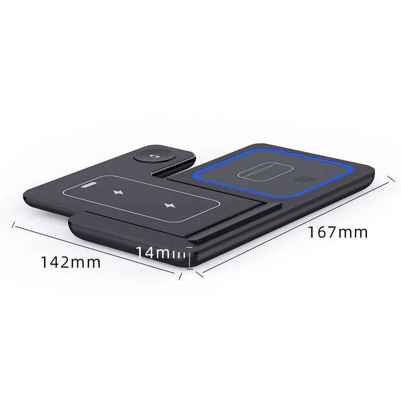15W Foldable 3-in-1 Magnetic Wireless Charging Station for iPhone and Apple Watch