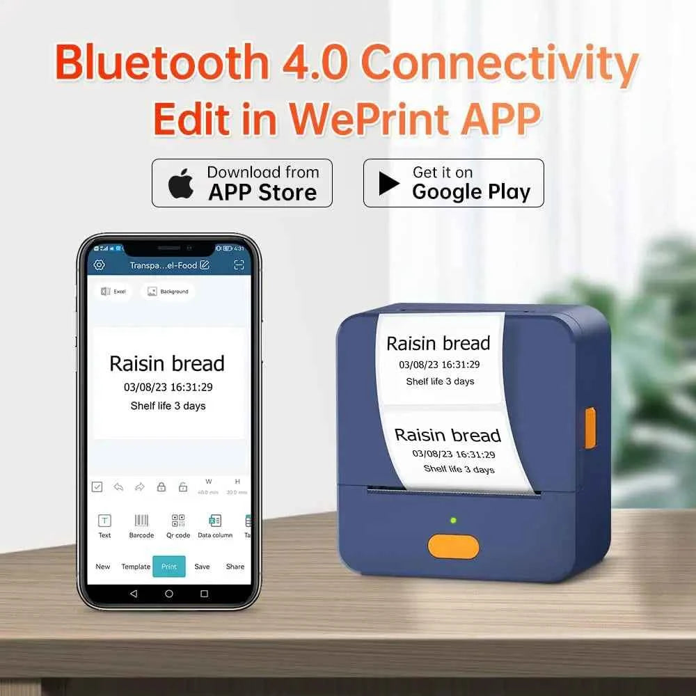 DETONGER P1 Mini Portable 20-58mm 203DPI Thermal Label Printer Wireless Inkless Bluetooth Pocket Sticker Machine