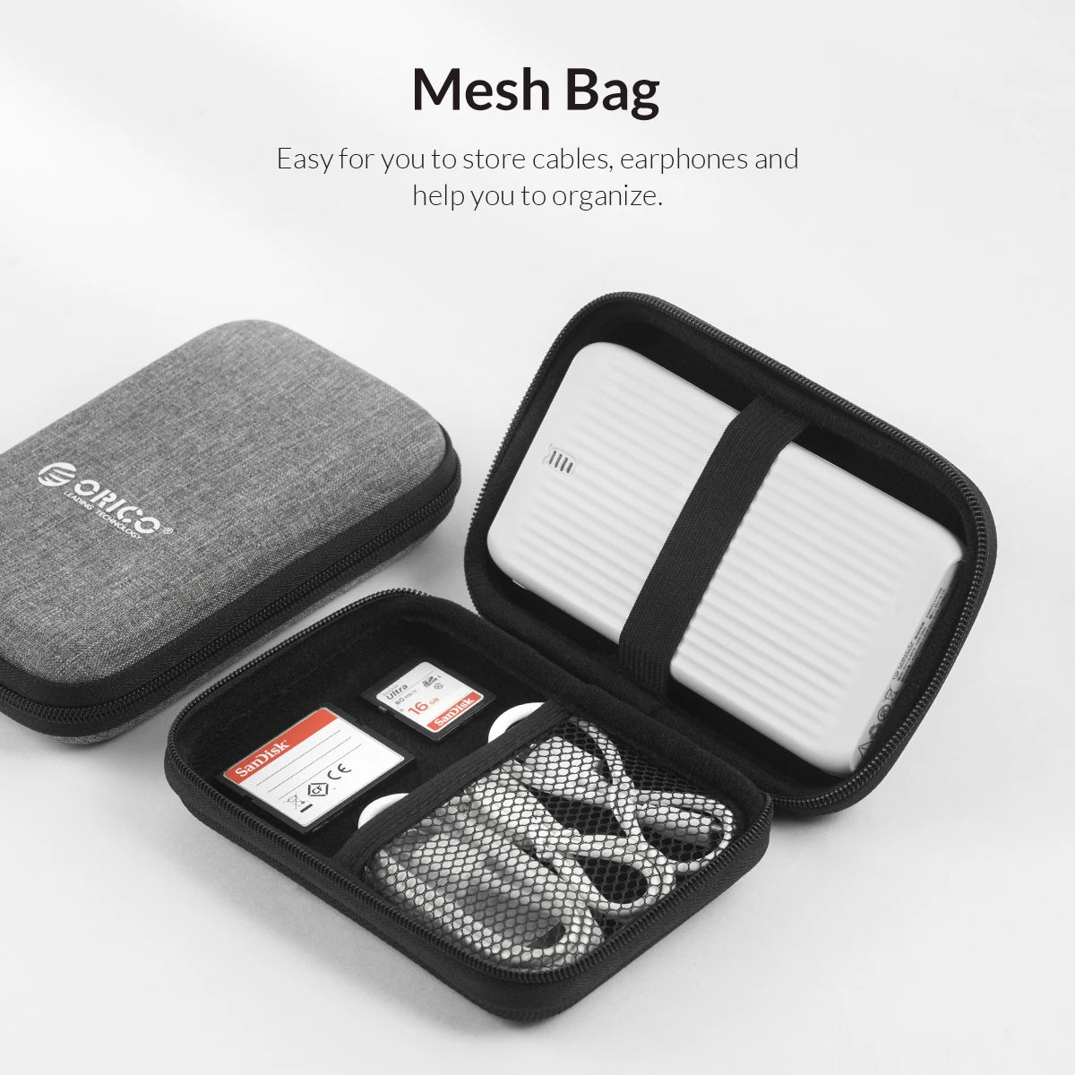 ORICO 2.5 Inch HDD Protection Box Bag Case for External Portable HDD Portable Bag Hard Drive Power Bank USB Cable