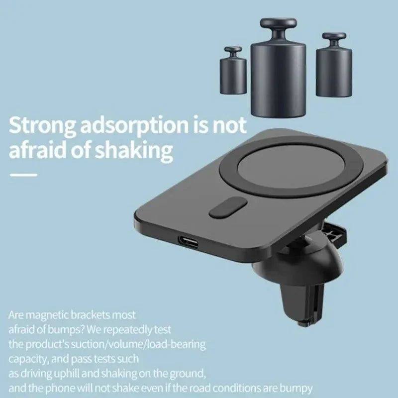 15W Magnetic Wireless Car Charger Mount for iPhone 15 14 13 12 and Xiaomi