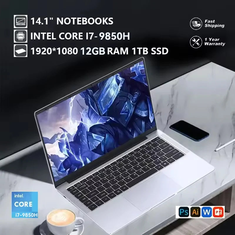 2026 Gaming Laptop – Intel Core i7 9850H, 16GB RAM, 1TB SSD, 1080p Display, Windows 11 Pro