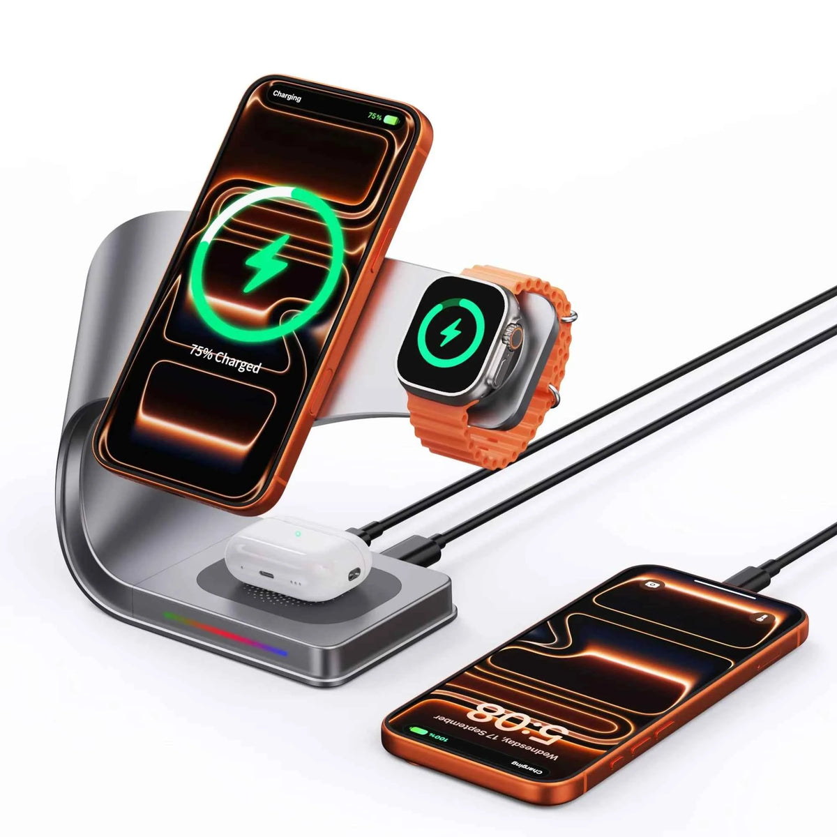 4-in-1 Magnetic 15W Wireless Fast Charging Station for iPhone, AirPods and Apple Watch