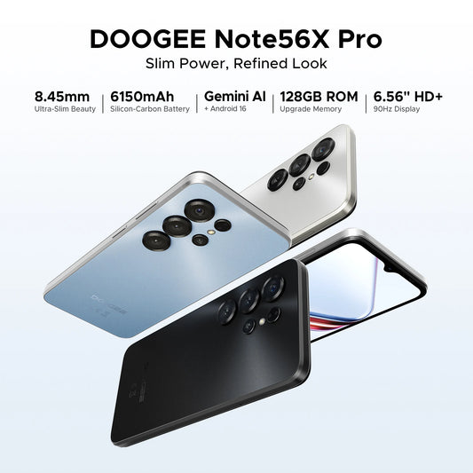 DOOGEE Note56X Pro – Android 16, Gemini AI, 6.56" Screen, 6150mAh, Widevine L1, Global Smartphone