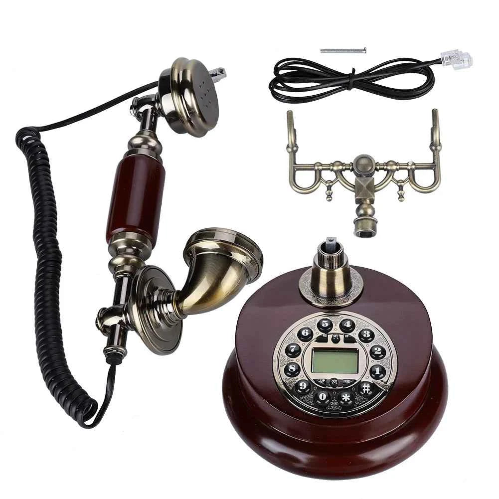 Retro Landline Phone European Old Fashioned Corded Telephone with Pause Redial function Fixed Phone for Home Hotel Office
