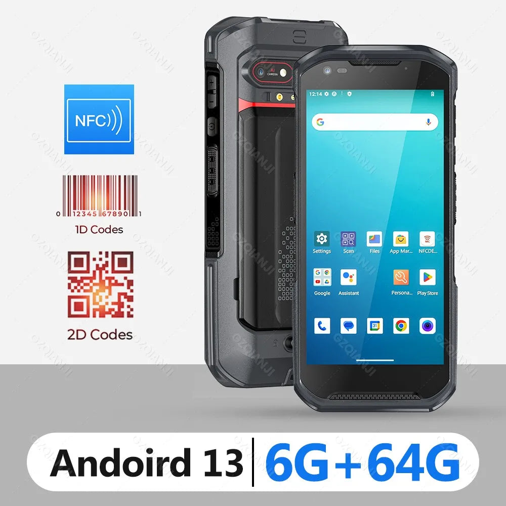 6G64G PDA Terminal Android 13 with NFC Bluetooth Wifi GPS Grip 2D Barcode Scanner Reader Data Collector Mobile Warehouse device