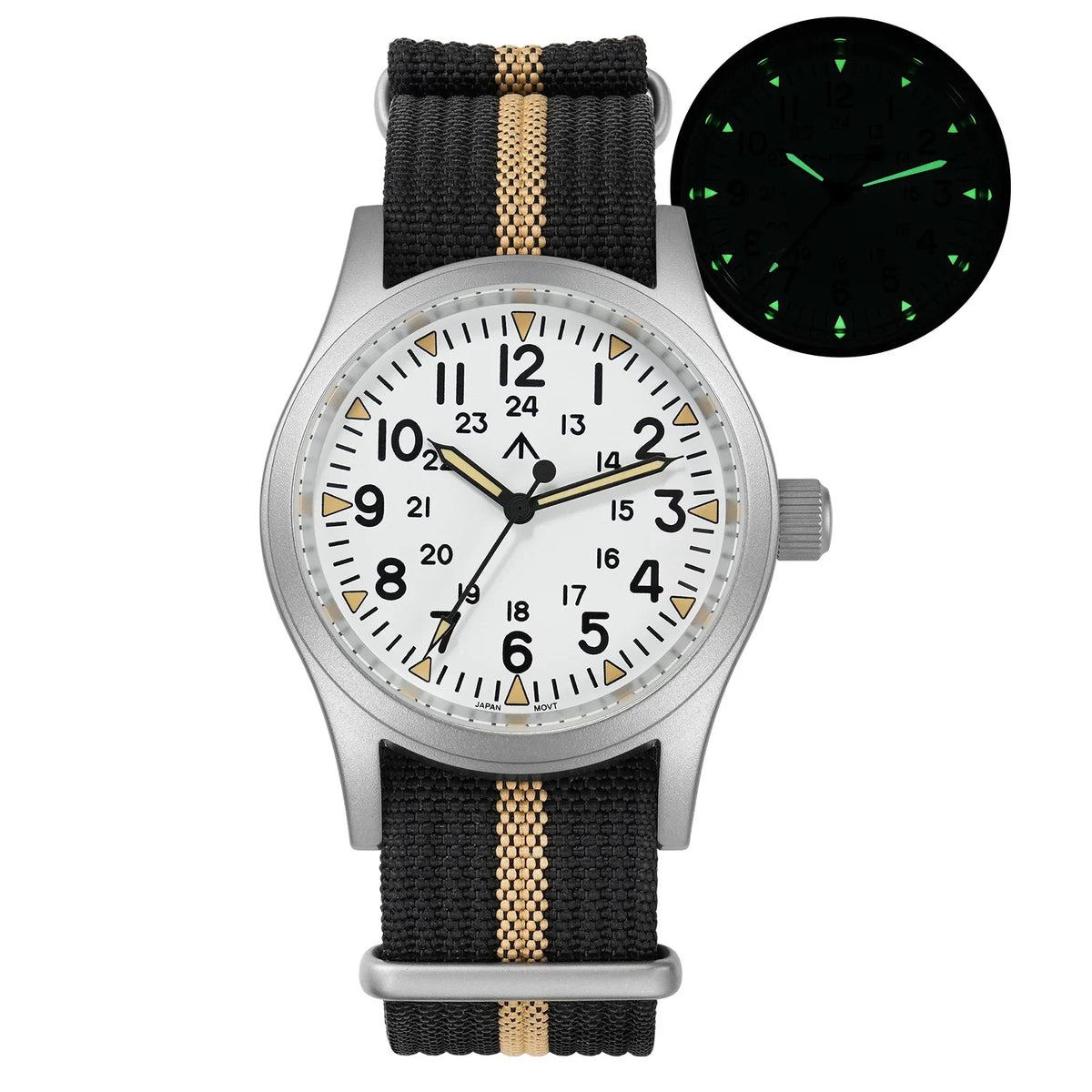 Militado ML05 Vintage Quartz Watch 38mm Watches VH31 Movement Watches Domed Sapphire Crystal With High Clear AR Coating Luminous