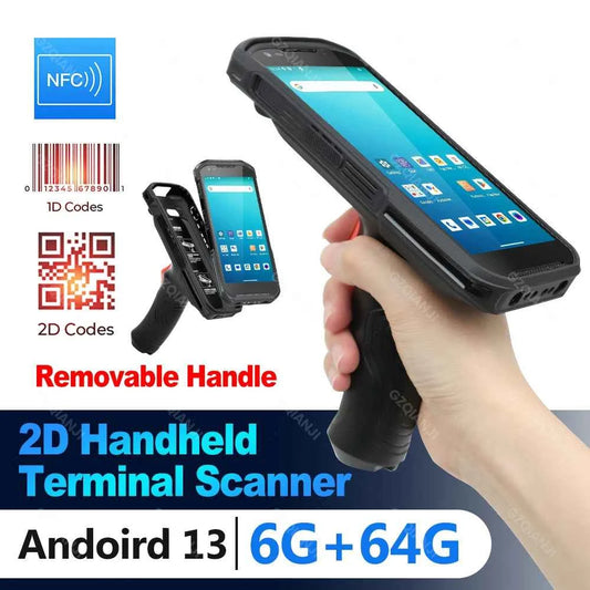 6G64G PDA Terminal Android 13 with NFC Bluetooth Wifi GPS Grip 2D Barcode Scanner Reader Data Collector Mobile Warehouse device