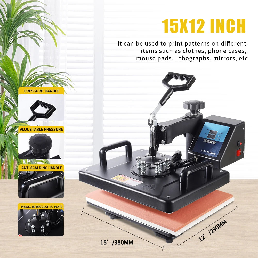 Cheap 30*38CM 8 in 1 Combo Heat press Machine Sublimation Printer 2D Heat Transfer Machine for Cap Mug Plate Tshirts CE Approved