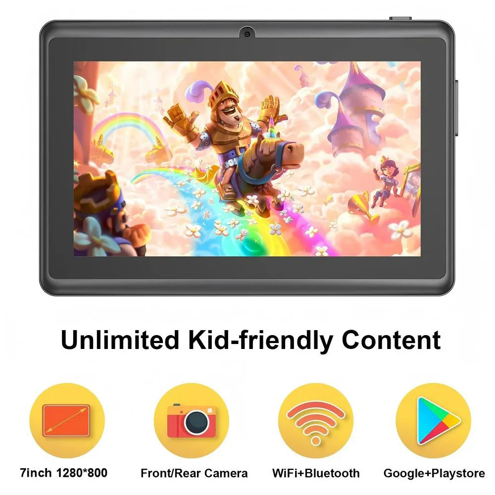 7" IPS Android Tablet – 4GB RAM, 32GB ROM, Quad-Core, 2.4GHz WiFi – Ideal for Students
