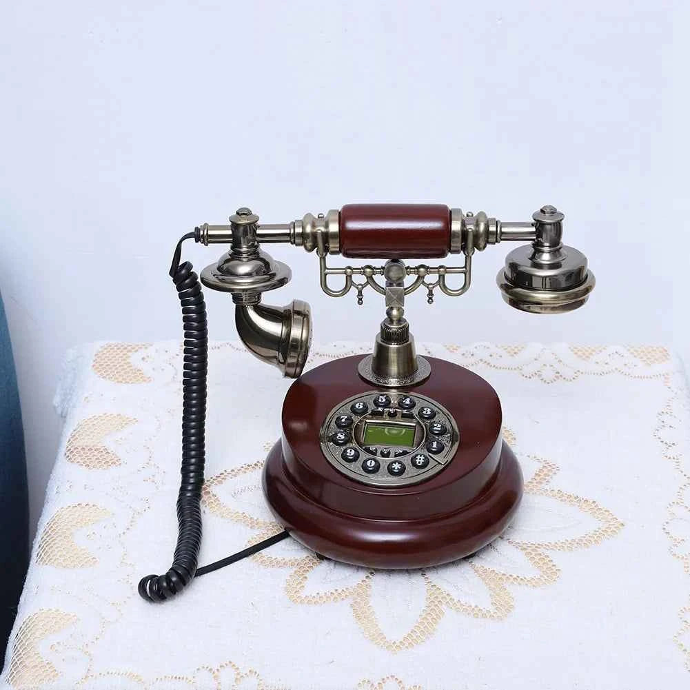 Retro Landline Phone European Old Fashioned Corded Telephone with Pause Redial function Fixed Phone for Home Hotel Office