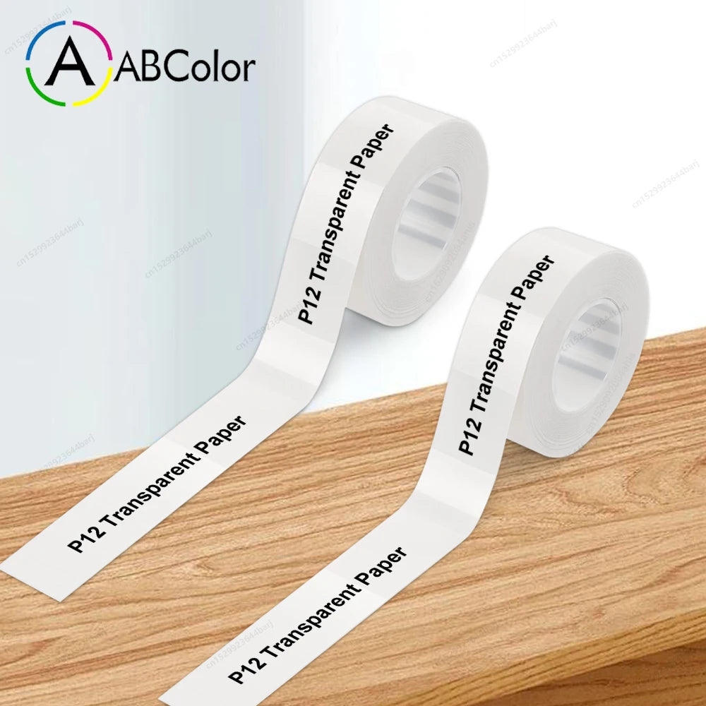 Thermal Label Printer P12 Mini Portable Label Maker Wireless Bluetooth Handheld Continuous Label Machine or 2PK P12 Label Paper
