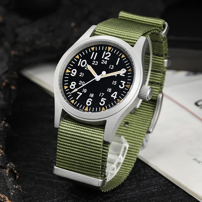 Militado ML05 Vintage Quartz Watch 38mm Watches VH31 Movement Watches Domed Sapphire Crystal With High Clear AR Coating Luminous
