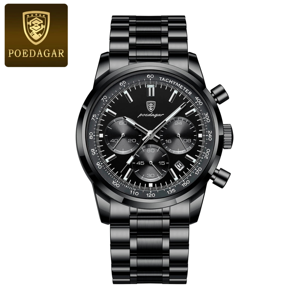 POEDAGAR Luxury Men Watch Waterproof Luminous Chronograph Date Watch For Man Stainless Steel Military Sport Men's Quartz Watches