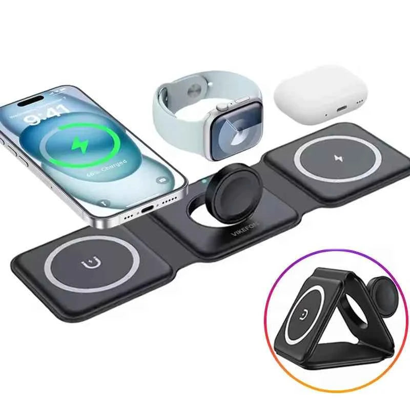 3-in-1 Magnetic Folding 15W Fast Wireless Charger