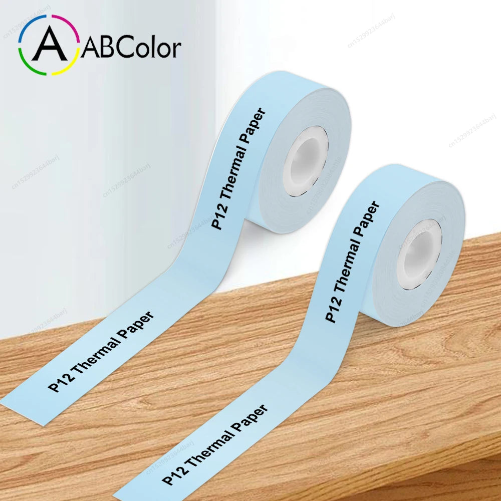 Thermal Label Printer P12 Mini Portable Label Maker Wireless Bluetooth Handheld Continuous Label Machine or 2PK P12 Label Paper