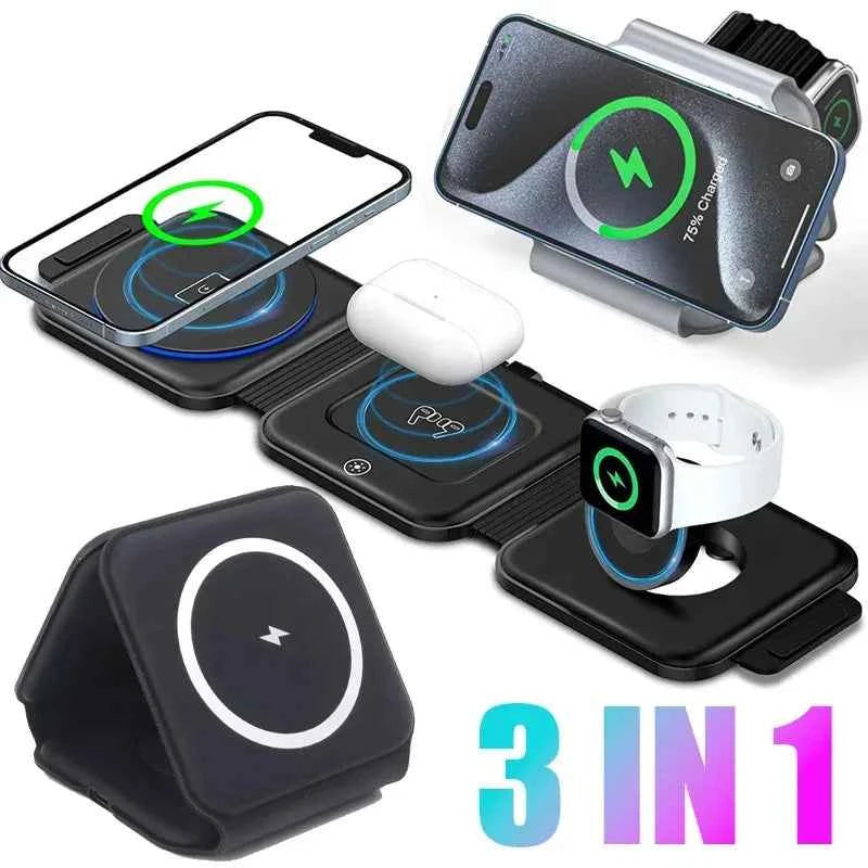 3-in-1 Magnetic Folding 15W Fast Wireless Charger