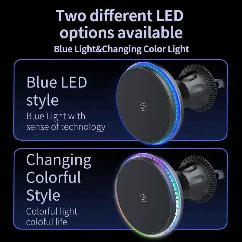 RGB Magnetic Wireless Car Charger for iPhone 12-16 Pro Max